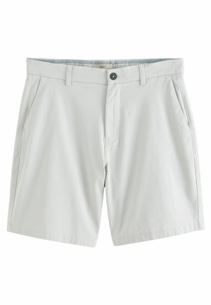 Heledad hallhalli lühikesed püksid, mis on valmistatud siledast kangast. Varustatud paigaldatava tõmbluku, nööbkinnise ja kahe küljetaskuga. Lihtne, ilma kaunistusteta disain.