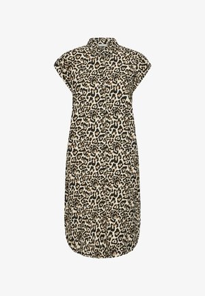 b.young, BYFALAKKA SHORT SLEEVE - Robe chemise - rainy day leopard mix