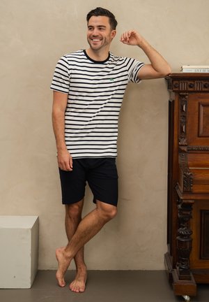 Phil & Co. Berlin, PHIL & CO MEN'S SHORT PANTS SHORT PAJAMA SET - Pyjama - cream dark blue striped