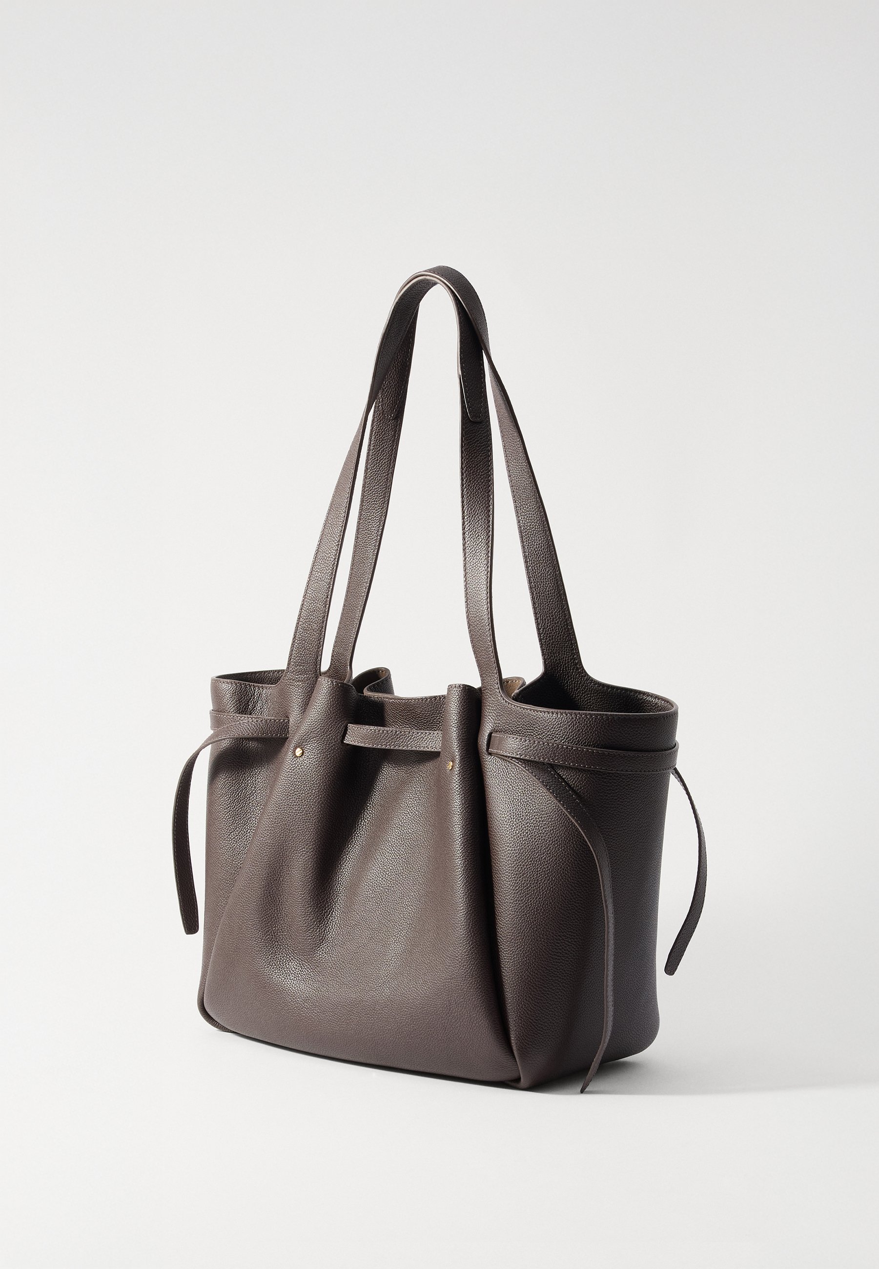 Tory Burch ROMY PEBBLED TOTE - Tote bag - deep brown/off