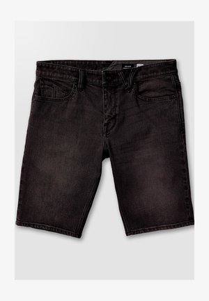 Zwarte denim shorts met een klassiek vijf-pocket ontwerp, stevige stiksels en een rechte snit, met een gladde textuur en een gelijkmatige afwerking.