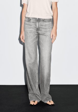 HIGH-WAIST WIDE-LEG - Wide leg - grey