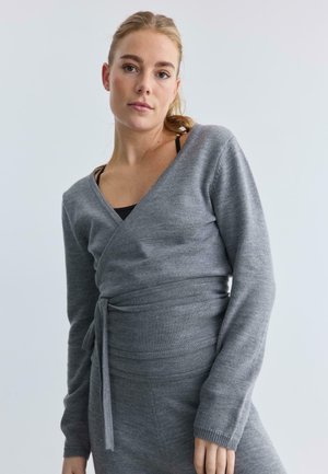 Strickjacke - light grey melange