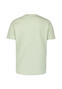 Lichtgroene t-shirt met korte mouwen, gemaakt van katoen, met een klassieke ronde hals en een gladde, zachte textuur zonder graphics of patronen.