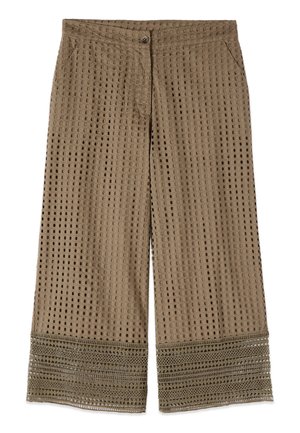 Oltre, PANTALONI CROPPED TRAFORATI - Pantalones - verde militare