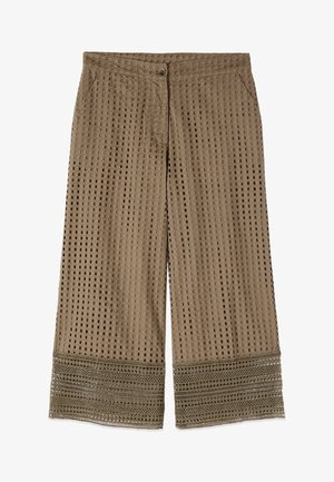 Oltre, PANTALONI CROPPED TRAFORATI - Pantalones - verde militare