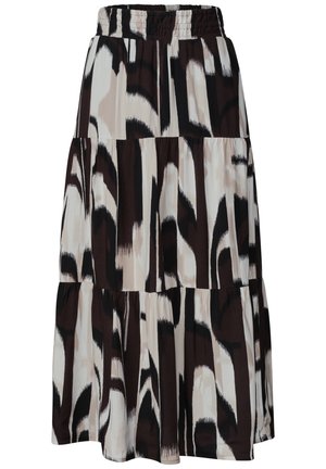 Street One, MAXI-ROCK MIT VOLANTS UND PRINT - Jupe longue - espresso brown