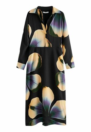 Next LONG SLEEVE V-NECK MIDI - REGULAR FIT - Dienas kleita - black floral