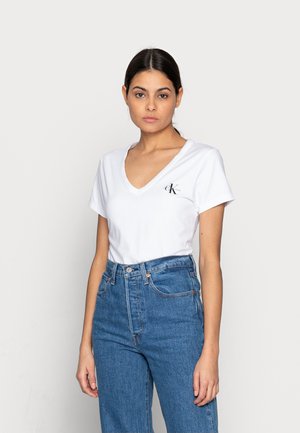 MONOGRAM SLIM V-NECK TEE - T-shirt basic - white