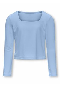 Lys blå langærmet top med firkantet udskæring og cropped design. Fremstillet af blødt, glat stof med en minimal syning.