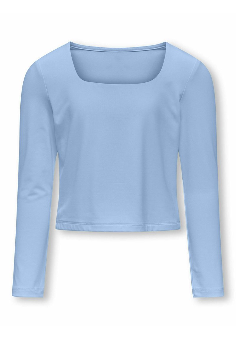 Lys blå langærmet top med firkantet udskæring og cropped design. Fremstillet af blødt, glat stof med en minimal syning.