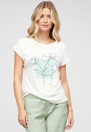 Cloud 5ive MIT BLUMEN - Marškinėliai su spaudiniu - white black green