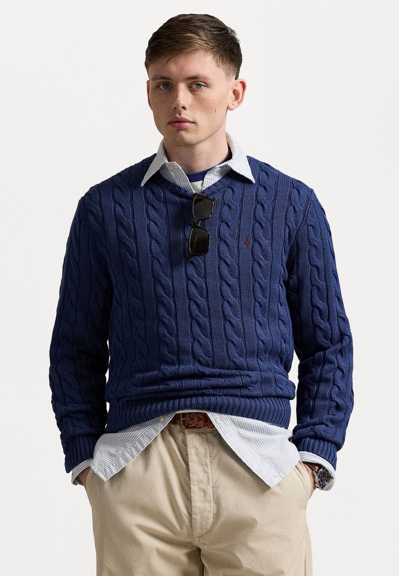 Polo Ralph Lauren - CABLE KNIT COTTON JUMPER - Jumper - light navy, Enlarge