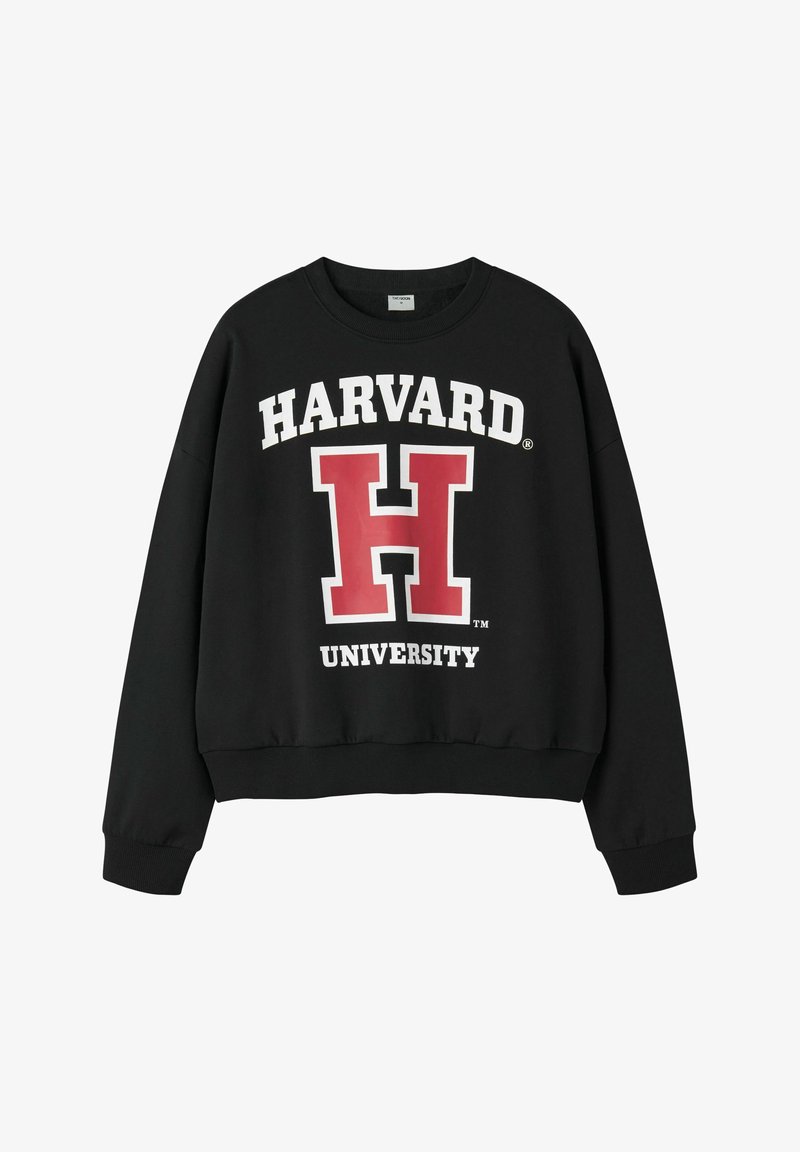 Juodas džemperis su baltu ir raudonu užrašu "HARVARD" ir "UNIVERSITY". Turi apvalią kaklo iškirptę ir gana kreivus rankogalvius bei apatinę dalį.