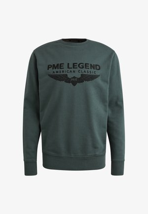 Mørkegrøn sweatshirt med rund hals, prydet med et sort trykt logo "PME LEGEND AMERICAN CLASSIC" og vinger design foran. Materiale af bomuldsblanding.