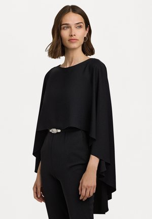BELTED CAPE GEORGETTE JUMPSUIT - Combinaison - black