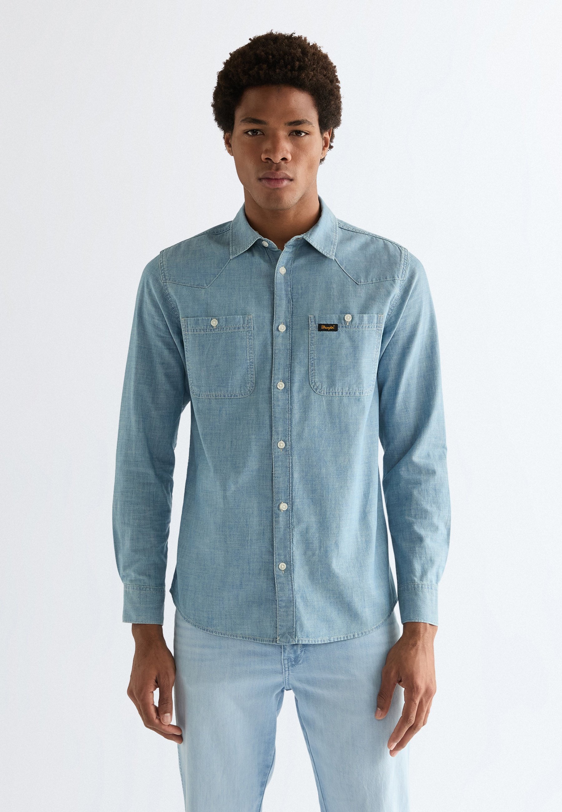 トップス 25aw AGING CHAMBRAY LONG SHIRT(INDIGO) Wrangler CHAMBRAY SHIRT - Shirt - indigo/blue denim - Zalando.ie