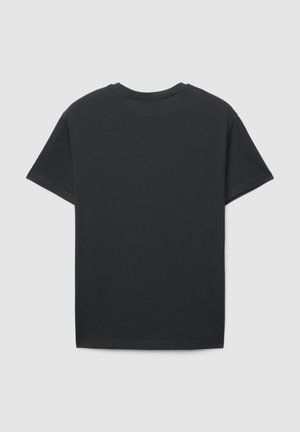 T-shirt nera a maniche corte in cotone. Presenta uno scollo rotondo, orlo dritto e nessun motivo o dettaglio aggiuntivo.