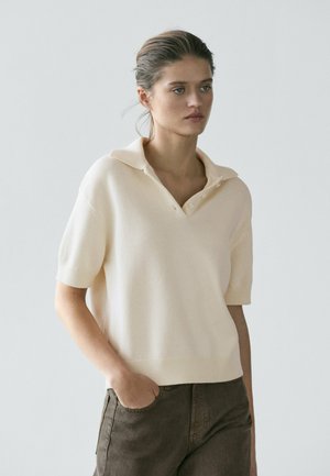 POLO NECK WITH SHORT SLEEVE - Strickpullover - beige
