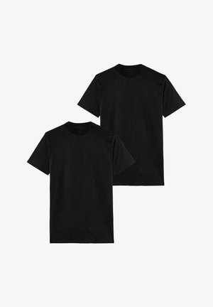 Sorte bomulds T-shirts i en pakke med to, med korte ærmer, rund hals og en ensartet, glat tekstur uden pynt.