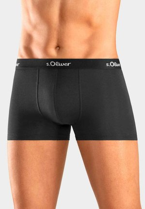 Schwarze Herren-Boxershorts aus weichem Stoff, mit einfarbigem Design und einem Bund mit gesticktem "s.Oliver"-Logo.