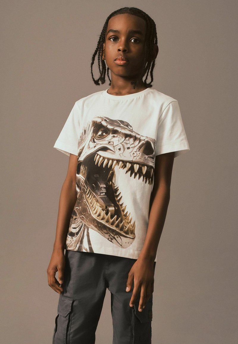Next ALL OVER SHORT SLEEVE STANDARD - Triko s potiskem - white dino robot