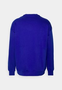 Felpa a manica lunga blu royal con polsini e orlo a coste, mostrata da dietro su uno sfondo bianco semplice.