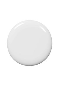 Objet rond blanc brillant avec une surface lisse, des bords légèrement surélevés et une texture réfléchissante, ressemblant à un échantillon de peinture ou de revêtement.