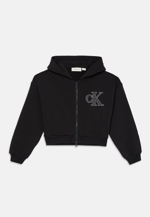 LOGO TERRY ZIP THROUGH - Mikina s kapucňou - black