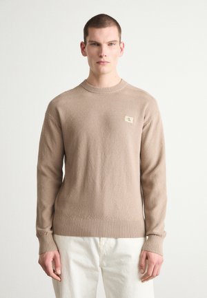 Calvin Klein Jeans CASUAL TEXTURE SWEATER - Jumper - taupe gray