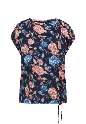 Cecil, KURZARM SHIRT MIT BOATNECK UND RAFFUNG - T-shirt con stampa - urban dark blue