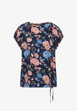Cecil, SHORT-SLEEVE SHIRT WITH BOAT NECK AND RUCHING - T-shirt imprimé - urban dark blue