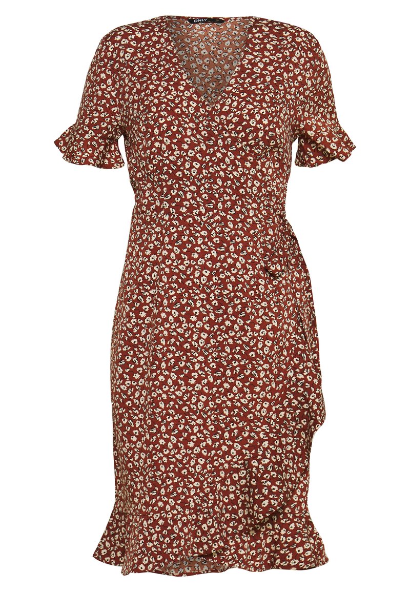 ONLY ONLOLIVIA WRAP DRESS - Dnevna haljina - henna
