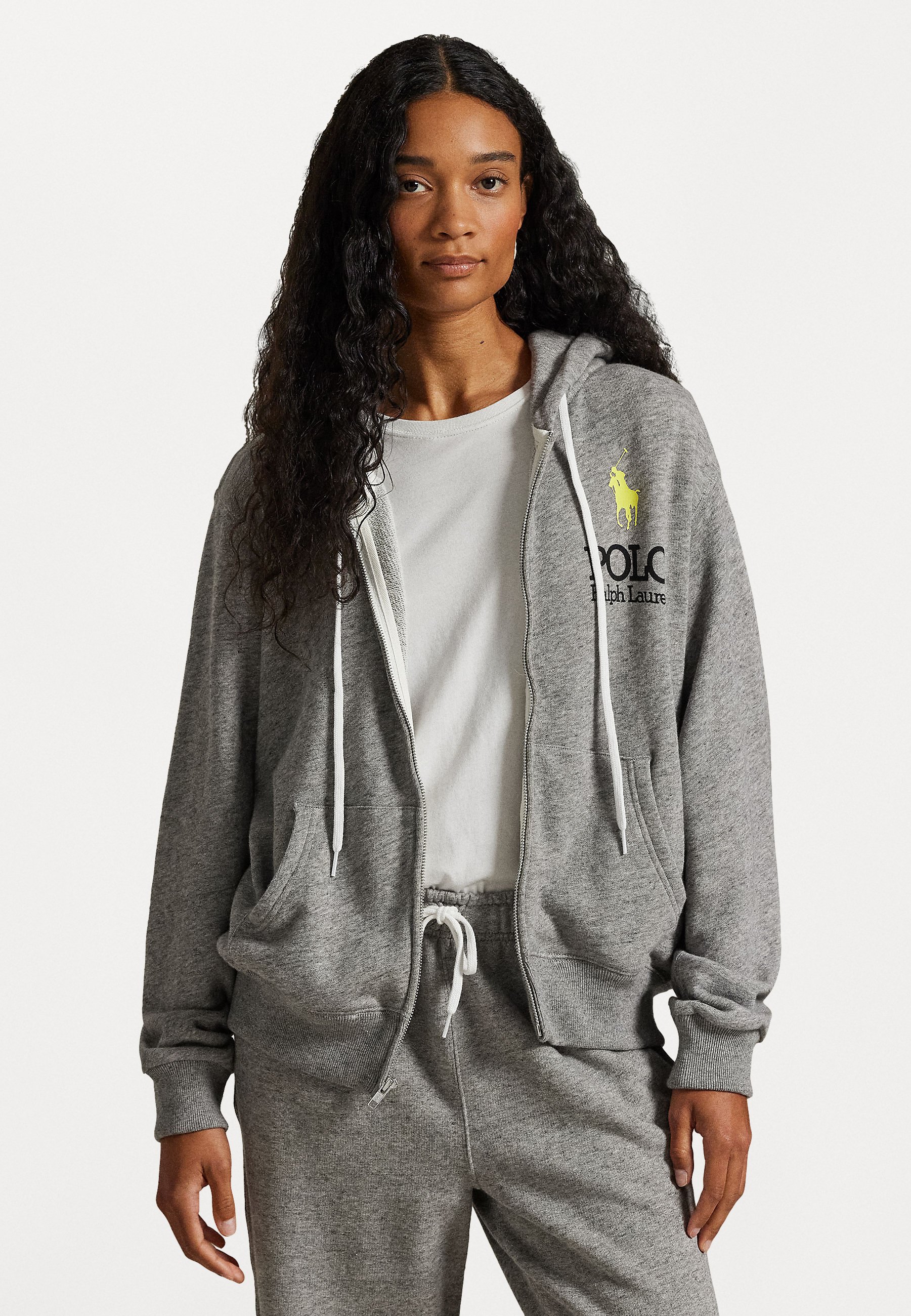 Ralph Lauren zip up hoodie ビッグポニー グレー M Polo Ralph Lauren BIG PONY LIGHTWEIGHT FLEECE ZIP HOODIE - Zip-up