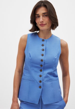 BUTTON FRONT - Waistcoat - blue
