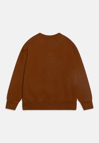Felpa crewneck marrone, realizzata in tessuto morbido. Presenta polsini e orlo a costine, con un design sul retro semplice e senza decorazioni.