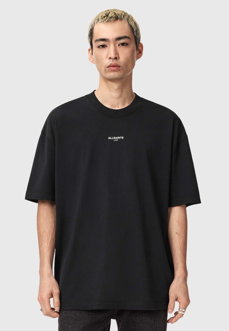 AllSaints MIKRO CREW - T-shirts basic - washed black