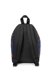 Zaino realizzato in tessuto resistente, con un vivace design floreale multicolore su un lato e imbottitura nera sul retro e sulle spalline.