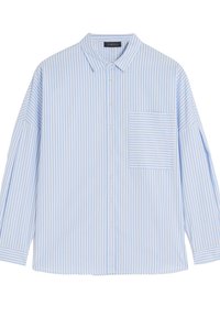  Lichtblauw en wit gestreept overhemd met lange mouwen en een button-down kraag, met een patch pocket op de linker borst en een relaxte pasvorm.