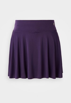 Lilla utsvängd skjørt med en jevn tekstur, bred elastisk midje, og en kantlinje som skaper myk bevegelse. Ingen synlige mønstre eller detaljer.