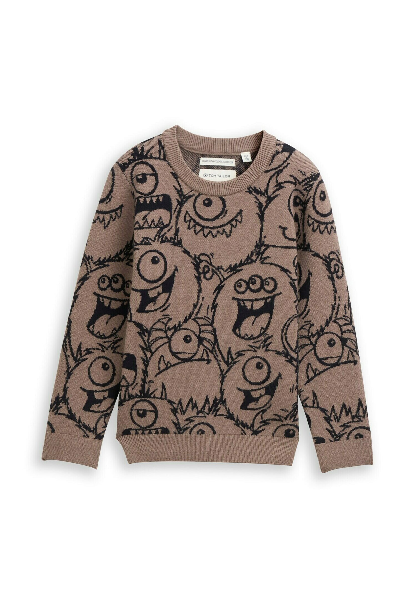 TOM TAILOR MIT ALLOVER-PRINT Strickpullover dark blue monster