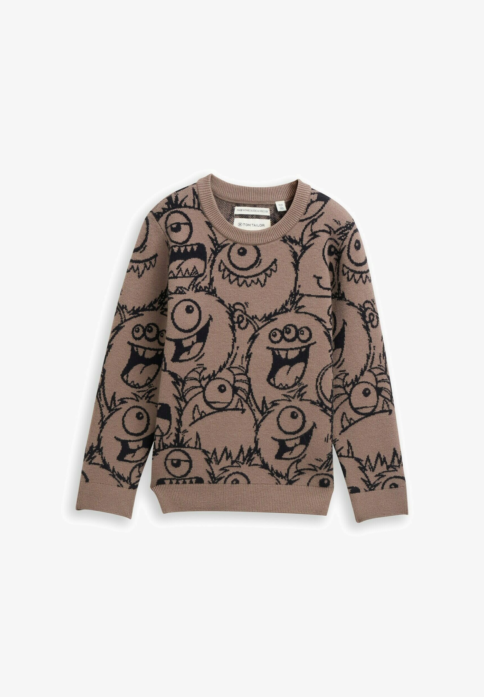 TOM TAILOR MIT ALLOVER-PRINT Strickpullover dark blue monster