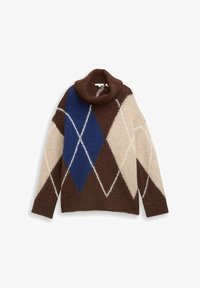 Ausgewählt, brown blue argyle knit dsign