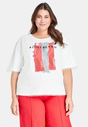 MIT MESH-LAYER ORGANIC C - Printtipaita - offwhite gemustert