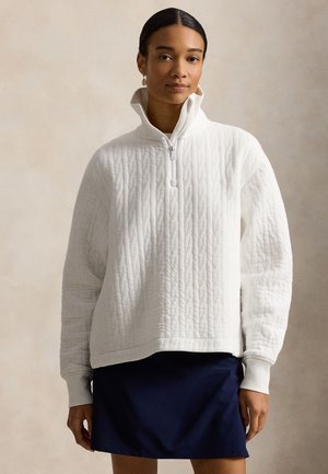 CABLE-QUILTED QUARTER-ZIP - Πουλόβερ - ceramic white
