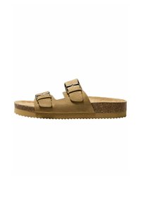 BUCKLED - FLAT SLIDER - Papuci - sand