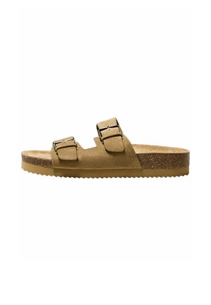 BUCKLED - FLAT SLIDER - Mules - sand