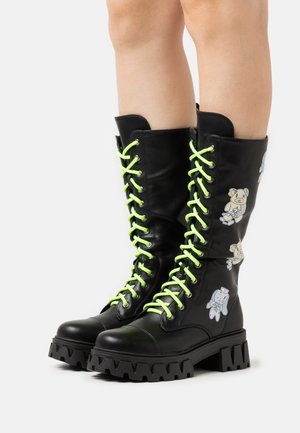 FRENZIED RABBITS LONG BOOTS - Lace-up boots - black