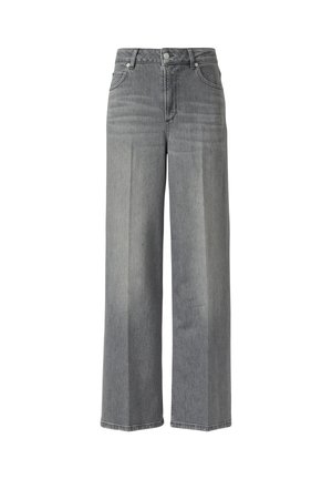Weite Jeans aus mittlerem grauem Denim mit hoher Taille, fünf Taschen und subtilen Nahtdetails entlang der Nähte.