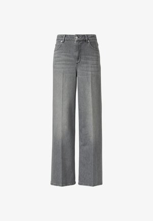 Weite Jeans aus mittlerem grauem Denim mit hoher Taille, fünf Taschen und subtilen Nahtdetails entlang der Nähte.